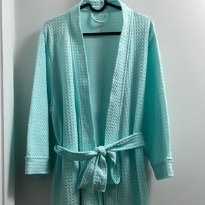 EUC Croft & Barrow Waffle Texture Robe With Pockets, Aqua, Size M